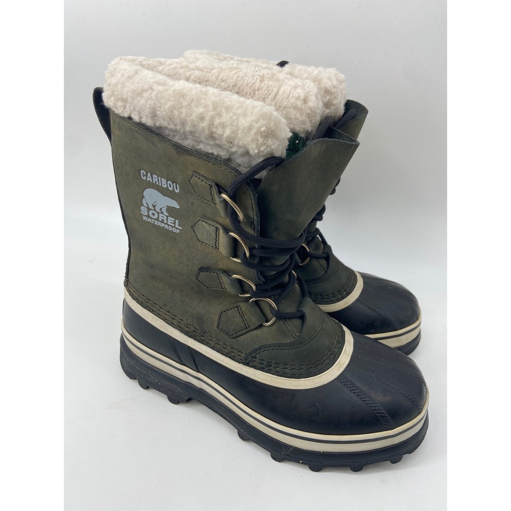 Sorel Winter Boots Women 7 Green‎ Caribou Waterproof Outdoor Gorpcore Snow Rain